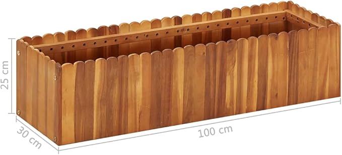 SKM Garden Raised Bed 100x30x25 cm Solid Acacia Wood (Weight-8KG)