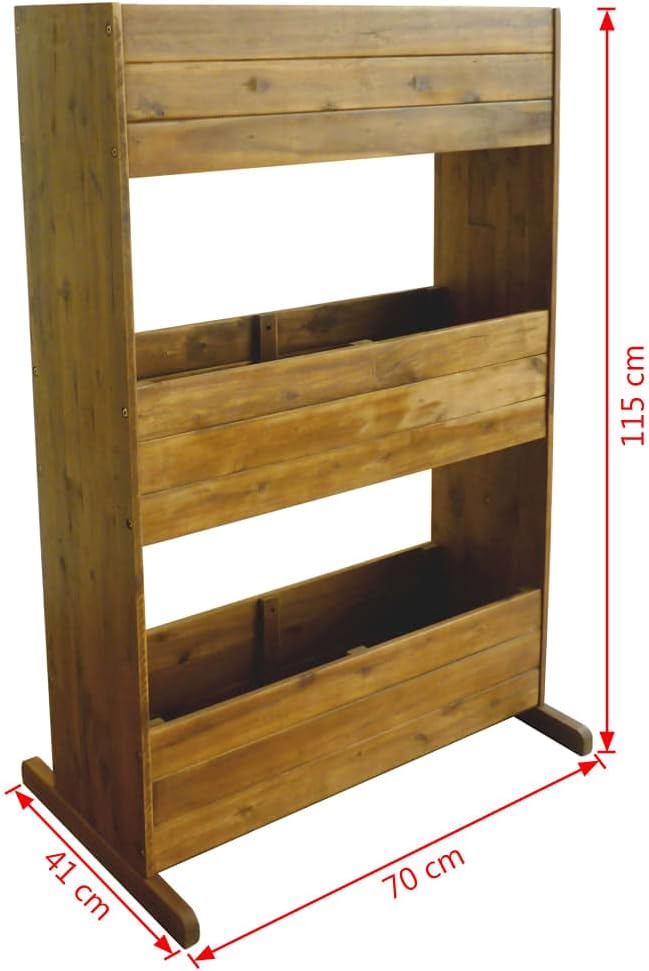 3-Tier Garden Raised Bed Solid Acacia Wood Planter for Outdoor Plants 27.6 x 16.1 x 45.3 Tall Raised Garden Bed Easy Assembly