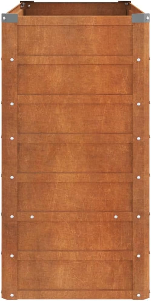 YAFF Garden Raised Bed Corten Steel Rusty Brown 39.4 x 15.7 x 30.3 in Outdoor Planter Box for Vegetables Herbs Flowers Balcony Patio