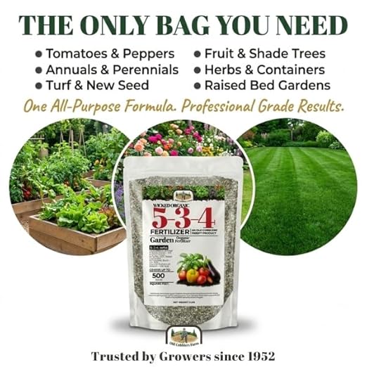 Old Cobblers Farm Wicked 5-3-4 All-Purpose Fertilizer – Balanced Nutrition for Gardens Lawns &amp Plants (5 lbs | 10 lbs | 15 lbs | 20 lbs) (5 lbs)