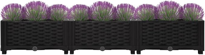 Raised Bed Natural Plant pots Outdoor Planter Box with 2 Shelves Suitable for Vegetables Grass Lawn Yard 47.2x15.7x9.1 Polypropylene