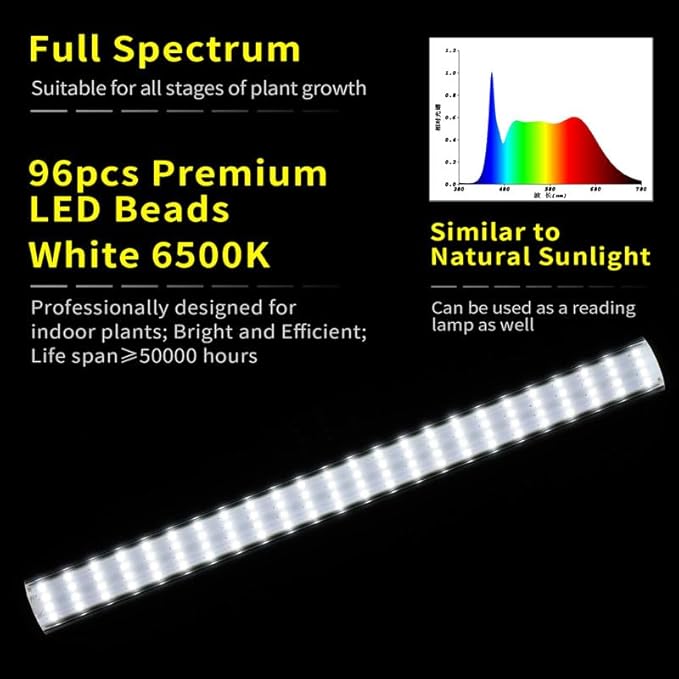 JCBritw Standing LED Grow LightAdjustable T12 Bar Plant Light White 6500K Full Spectrum Plant Grow Lamp on Stand for Indoor Plants Seed Starting Seedlings Veg Flower