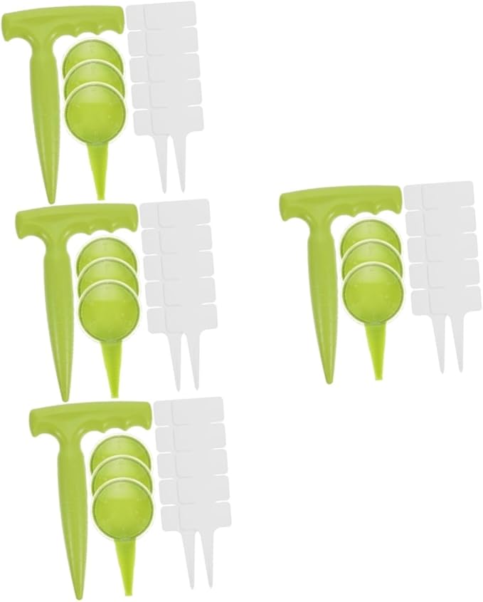 Kisangel 4sets Gardening Tool Kit Dibbler Plant Sowing Dispenser and Plant Labels for Home Gardening Easy to Use and Versatile Sowing Tool