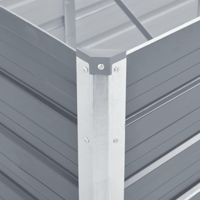 Garden PlanterOutdoor Plant BoxPatio Balcony Deck for Growing Flowers Vegetables Tomatoes and HerbsGarden Raised Bed Galvanized Steel 63x15.7x31.3 Gray