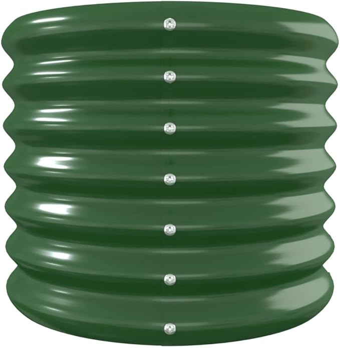 Oval Garden Raised Bed Green Powder-Coated Steel Large 102.4x102.4x14.2 Inch Durable Outdoor Planter for Vegetables Herbs Flowers