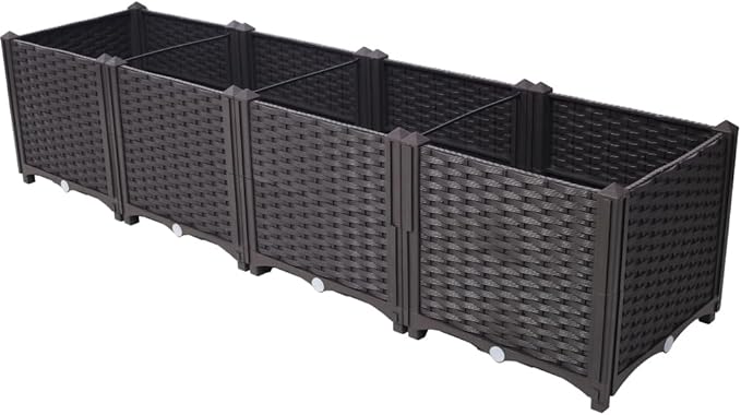 Self-Watering Raised Garden Bed Planter Box for Vegetables Flowers Herbs and Succulents – Deep Eco-Friendly PP Grow Bed (Brown + Polypropylene-3)