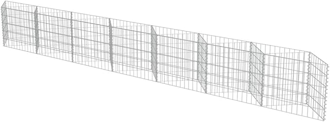 Galvanized Steel Gabion Planter Raised Bed Outdoor Garden Galvanized Steel Wire Mesh Grid Stone Wall Flower Raised Bed for Vegetables Flowers Plants 177.2x11.8x19.7