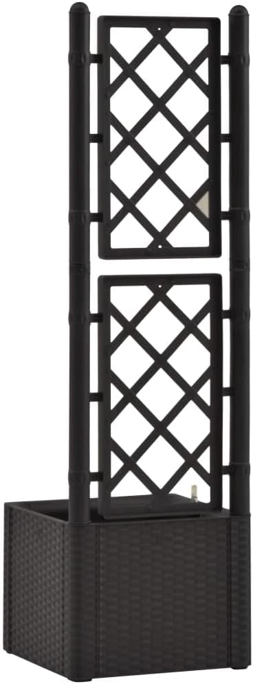 Garden Raised Bed Planter Box with Trellis and Self Watering System Outdoor Standing Tomato Planter for Climbing Plants Anthracite 16.9x16.9x55.9-513