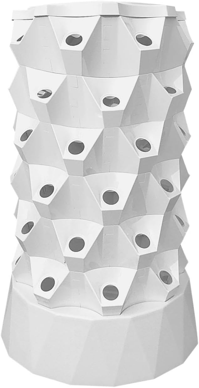 Hydroponic Tower Garden6 Tier 48 Slots Hydroponics TowerAeroponic Tower Garden System with Hydrating PumpTimerAdapterSponge Hydroponics Tower for Apartment Detached House26.37Lx26.37Wx43.3H in