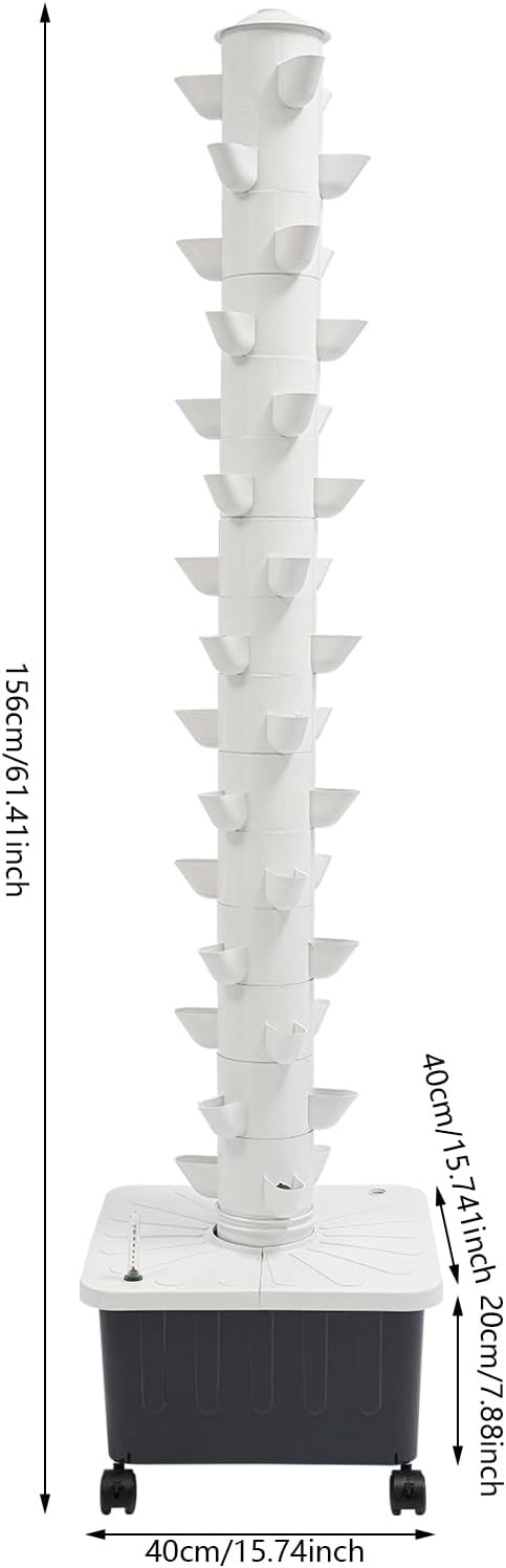 Vertical Hydroponic Growing Tower 15 Tiers 45 Holes Vegetable Hydroponic Tower Growing Column Indoor Intelligent Vegetable Grower Soilless Culture
