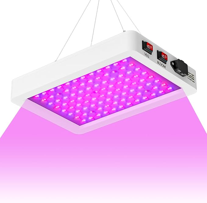 LED Full Spectrum Plant Growing Lamp IP65 Waterproof Grow Fill Light 110V Indoor Vegs/Bloom 2 Modes Dimming 300W Equivalent Greenhouse Tent UV IR Hydroponic Seeds Sunlight Cultivation Lighting US Plug