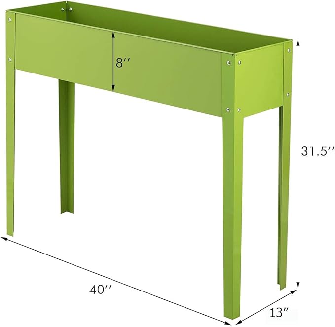 Raised Garden Bed Elevated Raised Planter w/Ample Planting Space Galvanized Planter Box w/2 Bottom Drainage Holes for Fruits Flowers &amp Vegetables in Outdoors &amp Indoors (40 x 13 x31.5)