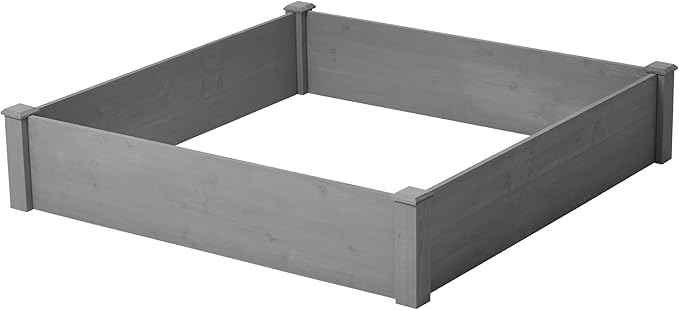 Wooden Raised Garden Bed for Outdoor 48x48x10 Inches Floor Planter Box with Tool-Free Assembly