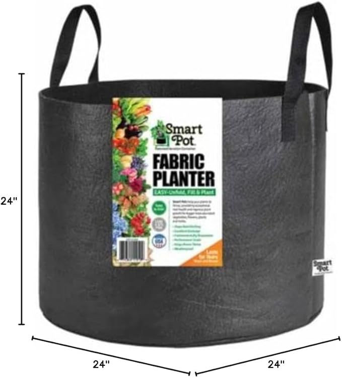 Park Seed Smart Pot Fabric Planter with Handles 25 Gallon Capacity Black