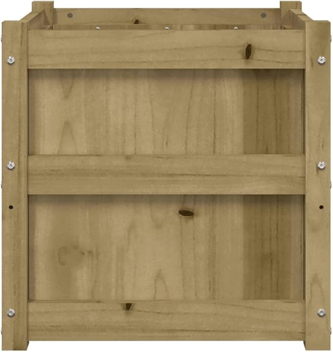 Garden Planter Set of 2 Natural Wood Impregnated Pine Wood Square Raised Garden Bed for Outdoor Plants 19.7 Inch Tall Planter Box for Patio Balcony Deck