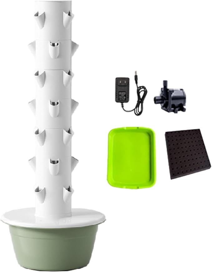 Hydroponic Tower Hydroponics Growing System Kit Eco Friendly Space Saving Vertical Garden Planter for Flowers Gardening Lover Green M