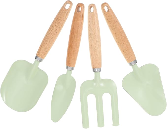 Children Gardening Tools Set for Boys and Girls Outdoor Planting Shovels and Hand Rake Wooden Handles Fun Gardening Toys for Toddlers for Backyard and Garden Activities