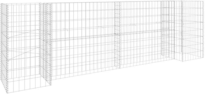 H-Shaped Gabion Raised Garden Bed 102.4 x 15.7 x 31.5 in Silver Welded Steel Large Outdoor Raised Planter Box for Flowers &amp Vegetables on Patio Terrace &amp Garden