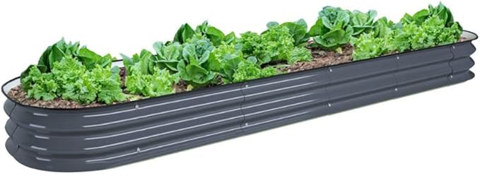 Oval Planter Raised Beds Raised Garden Bed Outdoor Galvanized Metal Planter Box Multi-Size Modular Garden Bed Kit Oval Versatile Planting (Color : Gray Size : 60x60x20cm)