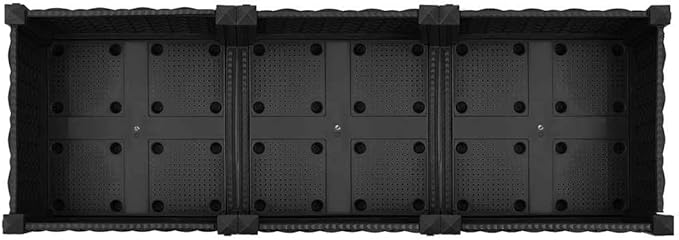 47.2 Large Black Rectangular Garden Planter Box Durable Polypropylene Raised Bed for Patio Outdoor Use Modern Matte Finish Easy Assembly