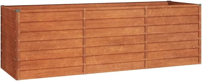 Large Steel Planter Box for Outdoor Vegetable Gardening - 94.5 Metal Raised Garden Beds Corten Steel Flower Growing Pots for Herb Plant Outdoor and Vegetables