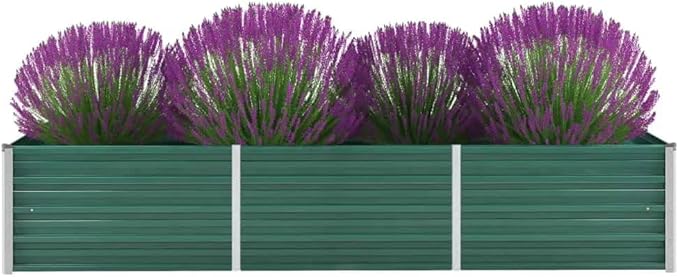 Outdoor Garden Raised Bed Galvanized Steel Metal Outdoor Garden Raised Planter Box for Flowers Vegetables Fruits Herbs Green 94.5x31.5x17.7