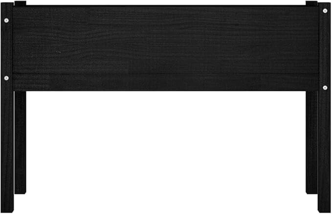 Large Outdoor Planter Set of 2 Black Solid Pinewood Raised Garden Bed 43.3x12.2x27.6 Inch Rectangular Planters for Outdoor Plants Gardening