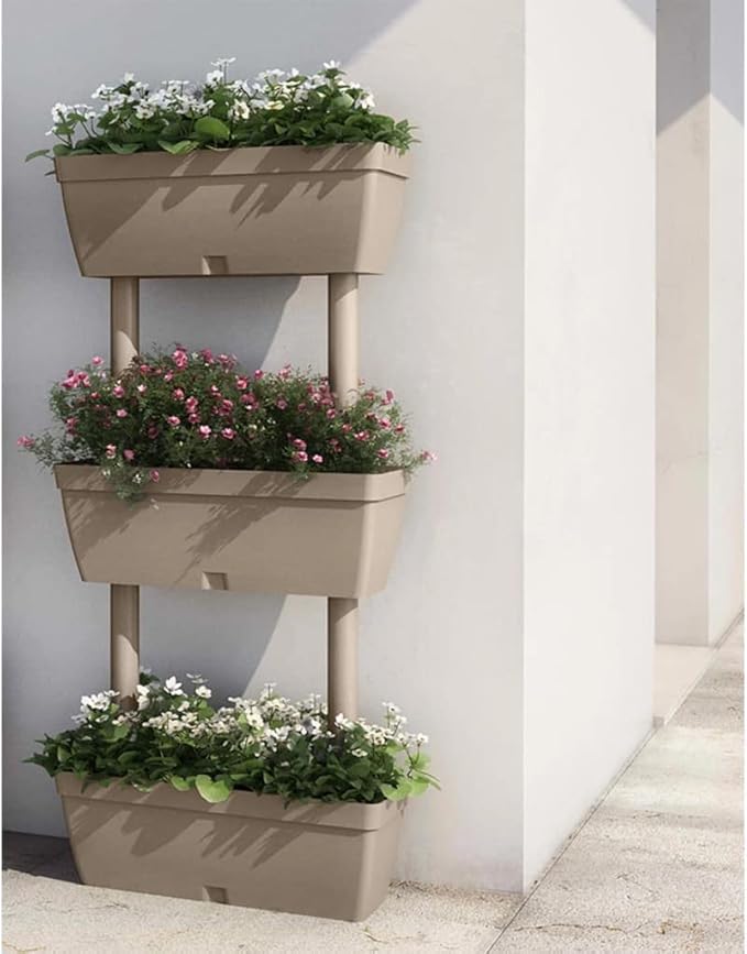 Garden PlanterFreestanding PlantersMultifunctional High BedsBalcony Planter BoxPlant Privacy FencePatio Raised Bedsfor VegetablesFlowersHerbsOutdoorLawn3 pcs 39.4 Taupe