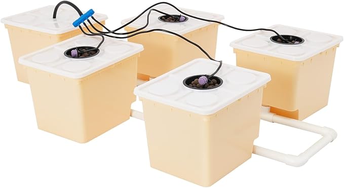 Hydroponics Grow System with 4W Submerged Pump &amp 5 * 11L/2.91gallon Bucket Deep Water Culture Top Drip Recirculating System