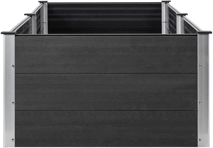 Garden Raised Bed Grey Wood Plastic Composite Large Durable Gardening Pots &amp Planters 318097