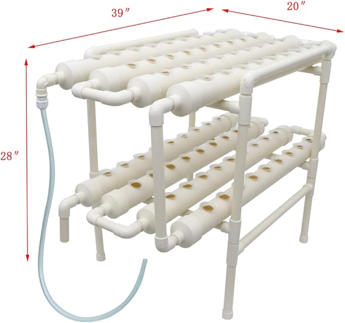 Wall-Mounted Hydroponic Grow Kit 72 Plant Sites Hydroponics Planting System 8 PVC Pipes Hydroponic Gardening Indoor System with 110V Water PumpPlanting SpongeHose