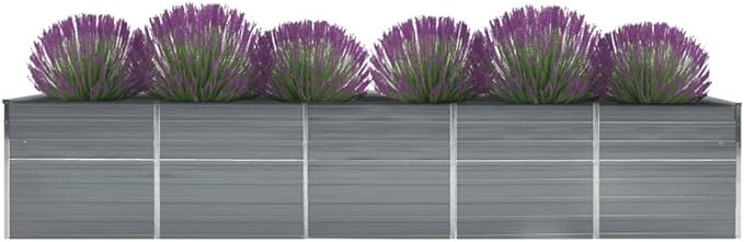 Garden PlanterOutdoor Plant BoxPatio Balcony Deck for Growing Flowers Vegetables Tomatoes and HerbsGarden Raised Bed Galvanized Steel 157.5x31.5x17.7 Gray