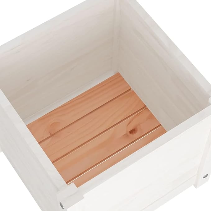 Raised Bed Wood Raised Beds for Garden Wooden Raised Bed Planter Raised Bed Wood White Herb Bed Wood Flower Box Flower Box Flower Tub Garden Planter 40 x 40 x 40 cm