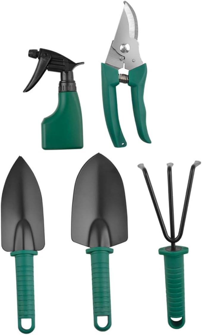 Garden Tool Set with Shovels Rake Pruner and Portable Carry Case 5pcs Hand Gardening Kit for Planting and Outdoor Yard Work