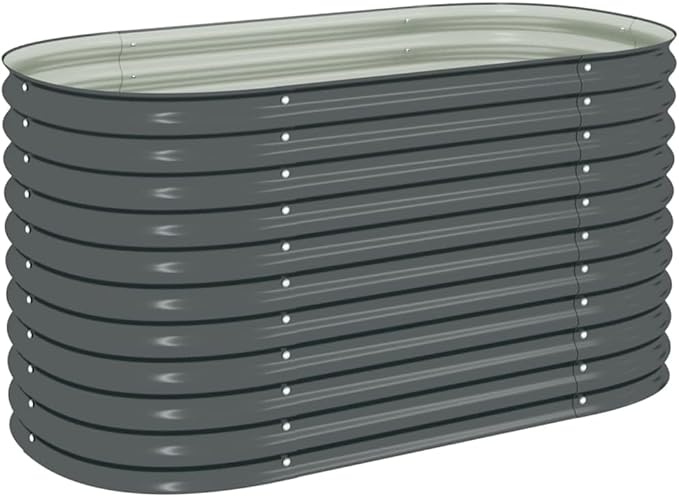 Garden Raised Bed Grey Galvanized Steel 63x31.5x31.9 Inch Outdoor Planter for Vegetables Herbs Flowers Durable Large Capacity