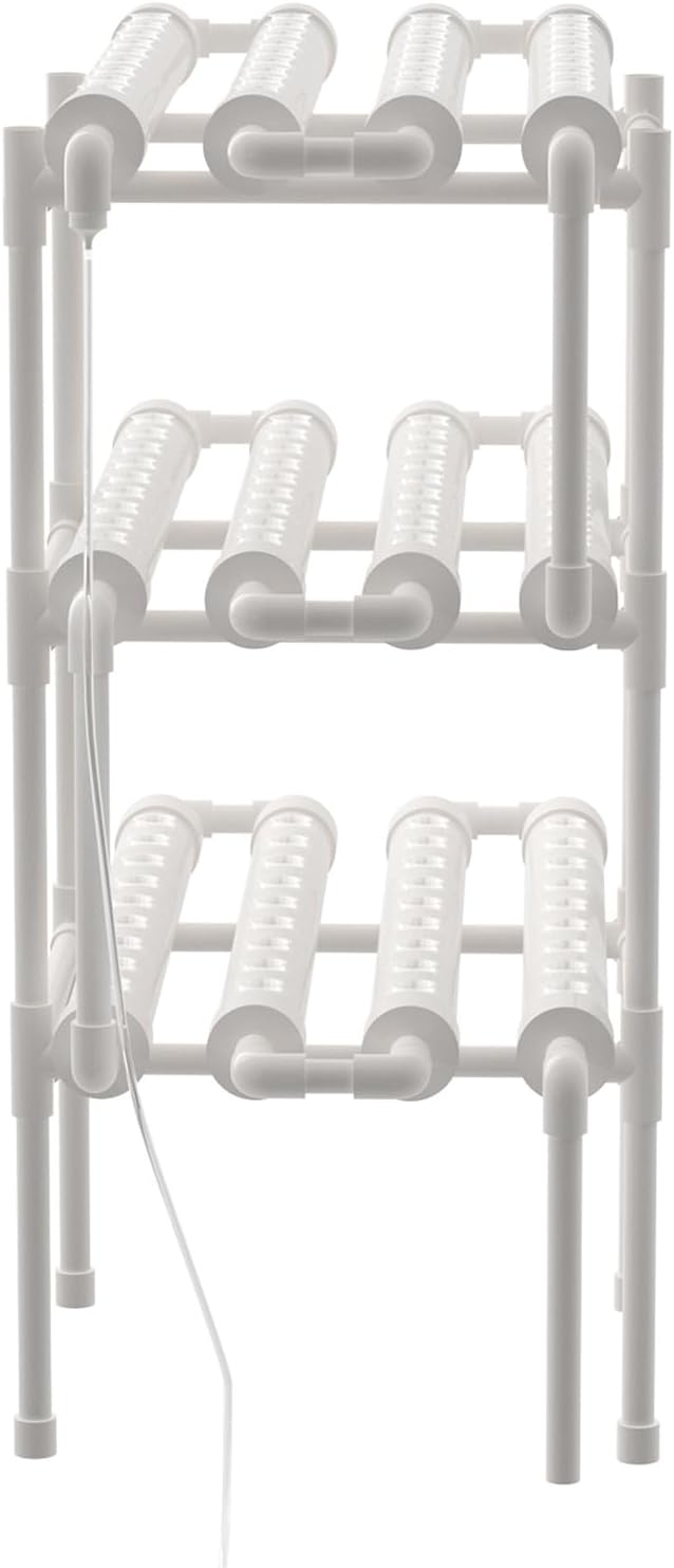 Hydroponics Growing System Kit3 Levels 108 Sites/Hydroponic Planting VegetablesHerbs Garden Toolswith PumpTimerNest BasketGrowth Spongefor Gardening(White)