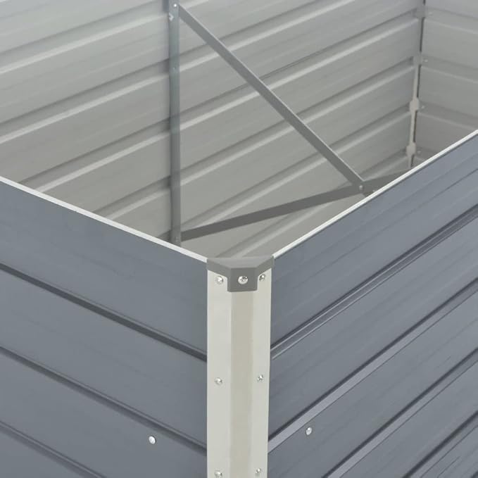 Raised Garden BedFlowerpotsPlantersRaised Garden PlanterRaised Planter Boxfor Indoor Outdoor VegetablesFruitsPotatoFlowers63x31.5x30.3 Galvanised Steel Gray