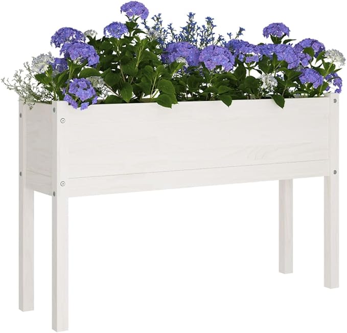 Garden PlanterMultifunctional Raised BedPlant Privacy FenceBalcony Planter BedsHerb PlantersGreenhouse Planterfor HerbsFlowersOutdoorVegetablesWhite 43.3x12.2x27.6 Solid Wood Pine