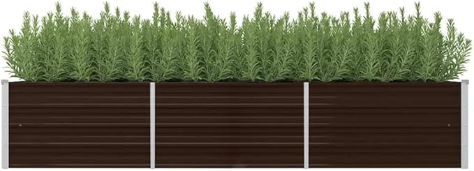 Garden Raised Planter Raised bedsGalvanized PlanterFlower BedTroughMetal PlanterRaised Garden BedBed Brown 94.5x31.5x17.7 Galvanized Steel
