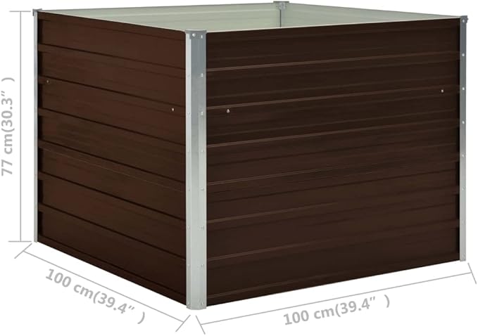 Raised Garden BedBackyard Patio Planter Racks Raised BedsGarden Raised Bed Planter Boxes Suitable for Planting Flowers Brown 39.4X39.4X30.3 Galvanized Steel