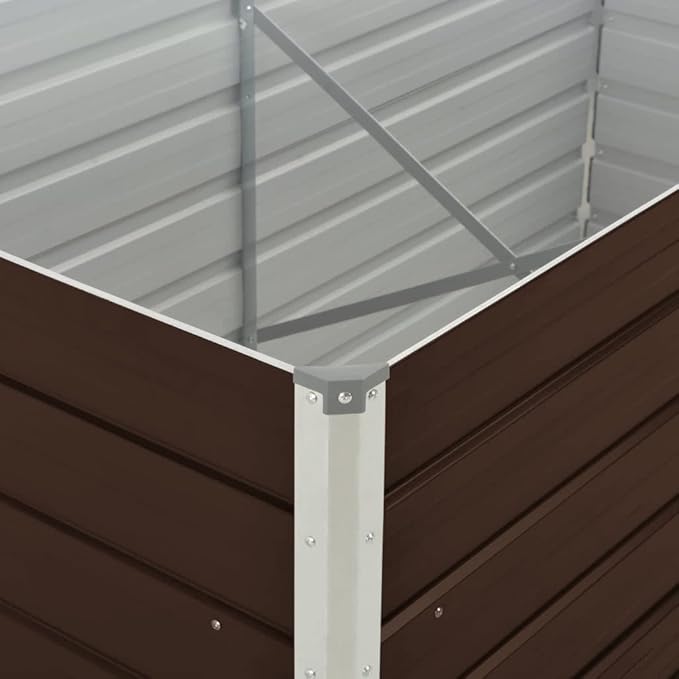 SKM Raised Garden Bed Metal Raised Garden Beds Outdoor Brown 63x31.5x30.3 Galvanized Steel