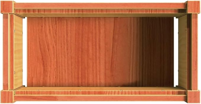 Wax Brown Solid Pine Wood Garden Planter Set of 2 Rectangular Raised Garden Bed for Outdoor Plants 23.6 x 23.6 x 12.2 Inch