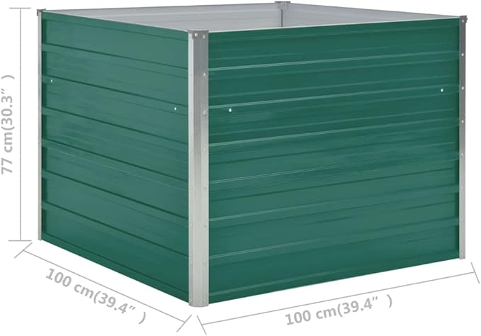 Products for Backyard Patio Balcony Raise Planter Stand Garden Bed Raised Garden Bed 39.4x39.4x30.3 Galvanized Steel Green