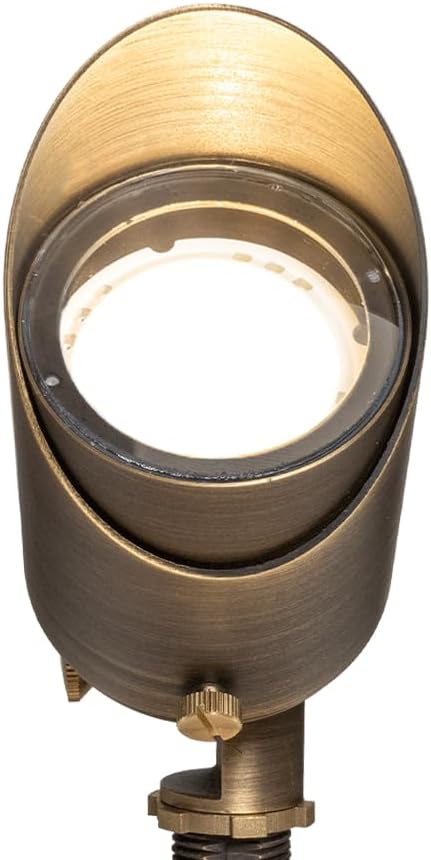 VOLT Top Dog 12V Cast Brass Outdoor Spotlight (Bronze) with 5W 2700K Warm White 400 Lumen MR16 LED Bulb for Low Voltage Landscape Lighting of Yard Lawn Garden Patio Trees &amp House