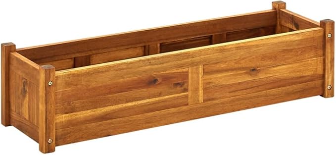 Garden Raised Bed Acacia WoodGarden Beds Wooden Planters Box Planting Containers for Vegetable Flower Planting Machines Outdoor Garden Beds for Backyard Patio Lawn Balcony 39.4x11.8x9.8