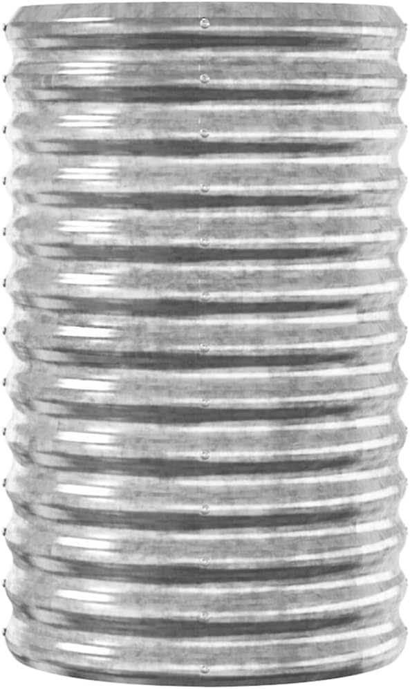 Garden Raised Bed Silver Powder-Coated Steel 44.9x15.7x26.8 Inch Oval Planter for Outdoor Plants Durable &amp Versatile Growing