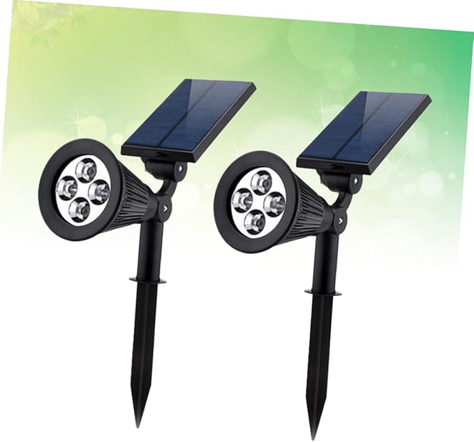 POPETPOP 2pcs Solar Garden Lights Led Ground Plug Landscape RGB Spotlight Outdoor Pathway Lights for Garden Patio Step Lighting