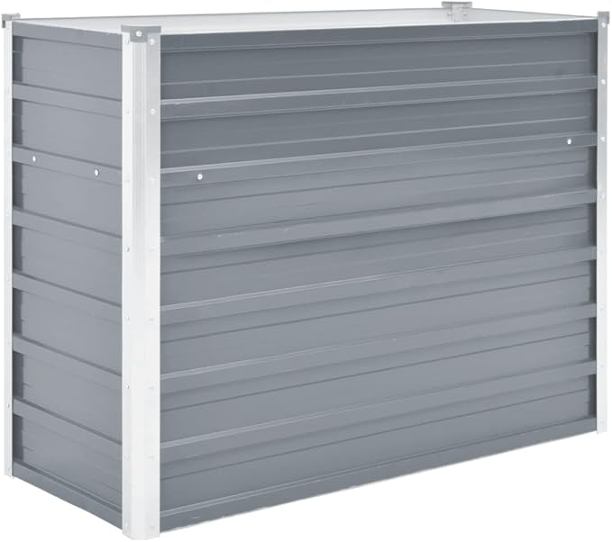Garden PlanterOutdoor Plant BoxPatio Balcony Deck for Growing Flowers Vegetables Tomatoes and HerbsGarden Raised Bed Galvanized Steel 39.4x15.7x31.3 Gray
