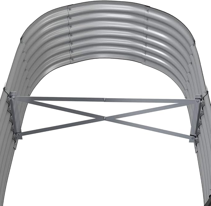 Anthracite Powder-Coated Steel Garden Raised Bed Oval Outdoor Planter Box for Vegetables Herbs Flowers 59.8x31.5x14.2 Inch Durable Metal Garden Bed