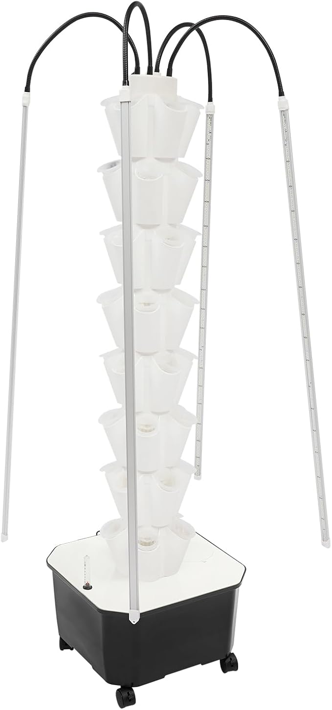 Hydroponic Growing Tower System Kit 40-Plant Vertical Hydroponics Garden Tower with LED Grow Light for Outdoor Indoor Herbs Fruits Vegetables Smart Garden Planter Kit